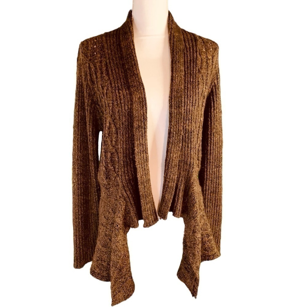 89th & Madison Brown Hi Low Open Front Cardigan Women’s Large